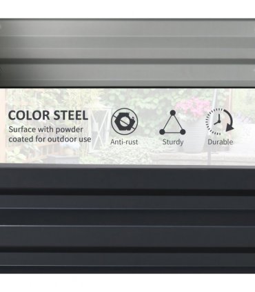 Outsunny Set of 2 Raised Garden Bed Galvanised Planter Box Easy Setup Grey