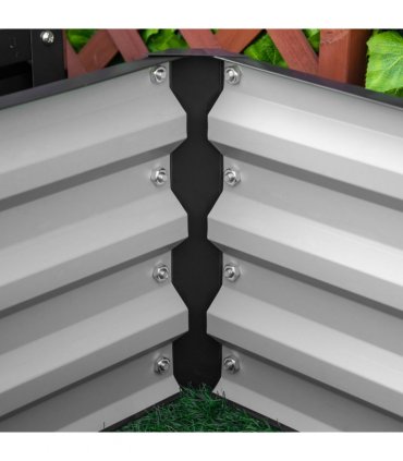 Outsunny Set of 2 Raised Garden Bed Galvanised Planter Box Easy Setup Grey