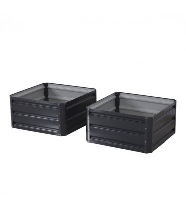 Outsunny Set of 2 Raised Garden Bed Galvanised Planter Box Easy Setup Grey