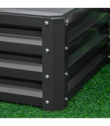 Outsunny Set of 2 Raised Garden Bed Galvanised Planter Box Easy Setup Grey
