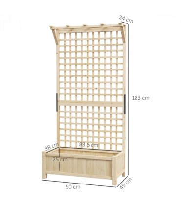 Outsunny Wood Planter with Trellis for Climbing Plants Vines Planter Box Natural