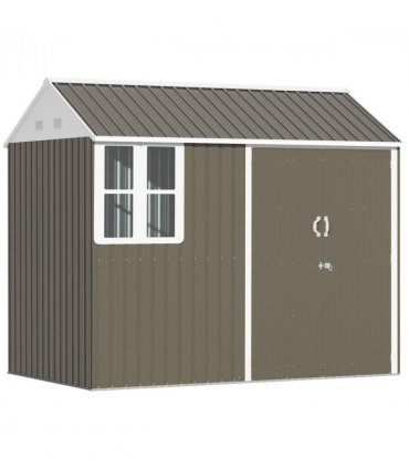 Metal Garden Shed Grey 259L x 171W x 222Hcm Galvanised Steel Plastic