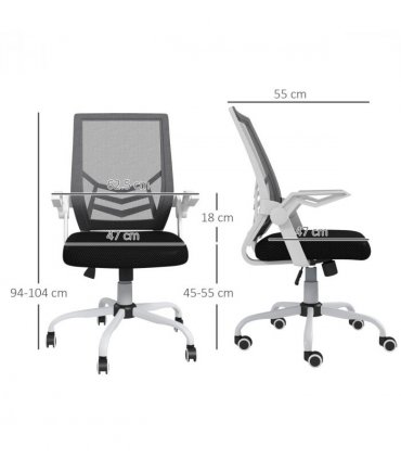 Mesh Black 62.5cm Vinsetto Swivel Office Chair Task Computer w/ Lumbar Support