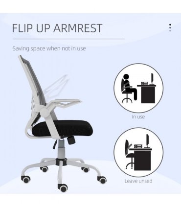 Mesh Black 62.5cm Vinsetto Swivel Office Chair Task Computer w/ Lumbar Support