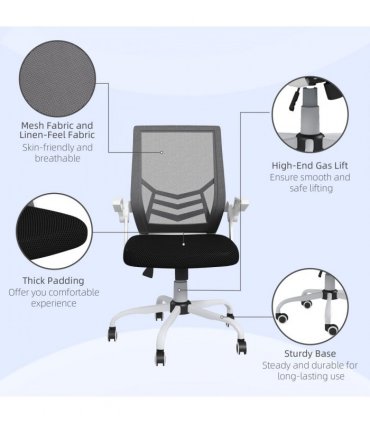 Mesh Black 62.5cm Vinsetto Swivel Office Chair Task Computer w/ Lumbar Support