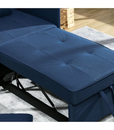 HOMCOM Folding Sleeper Sofa Bed Chair with Pillows, Pocket, Blue