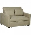 Sofa Bed Linen Brown 120W x 84D x 86Hcm 2 Seater Convertible Settee Cushions