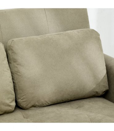 Sofa Bed Linen Brown 120W x 84D x 86Hcm 2 Seater Convertible Settee Cushions