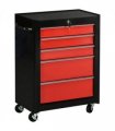 Steel Tool Storage Cabinet 5-Drawer Lockable Wheels Handle 2 Keys Red