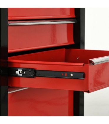 Steel Tool Storage Cabinet 5-Drawer Lockable Wheels Handle 2 Keys Red