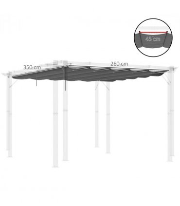 Pergola Shade Cover Dark Grey Polyester 350L x 250W cm Replacement Canopy