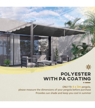 Pergola Shade Cover Dark Grey Polyester 350L x 250W cm Replacement Canopy