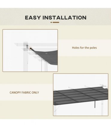 Pergola Shade Cover Dark Grey Polyester 350L x 250W cm Replacement Canopy