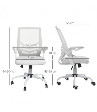 Vinsetto Mesh Swivel Office Chair Task Computer Chair w/ Lumbar Support, White