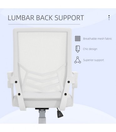 Vinsetto Mesh Swivel Office Chair Task Computer Chair w/ Lumbar Support, White