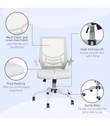 Vinsetto Mesh Swivel Office Chair Task Computer Chair w/ Lumbar Support, White