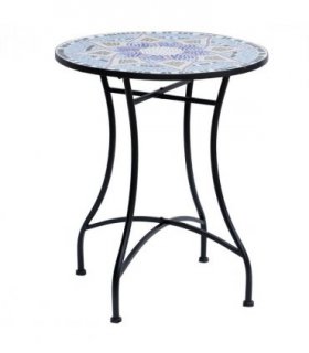 Outsunny Garden Table, Mosaic Round Patio Side Table with 60cm Ceramic Top