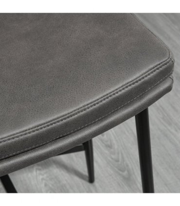Breakfast Bar Stools Set of 2 Grey Upholstered Barstools w/ Curved Seat