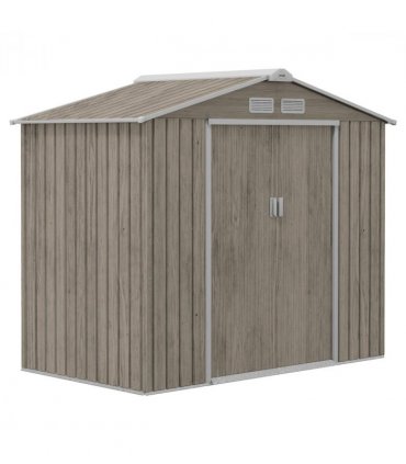 Outsunny Garden Shed Storage Unit with Locking Door Floor Foundation Vent Brown