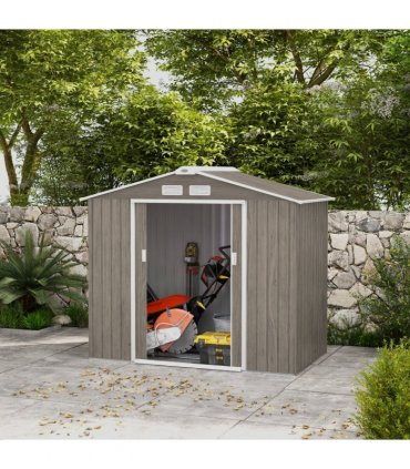 Outsunny Garden Shed Storage Unit with Locking Door Floor Foundation Vent Brown