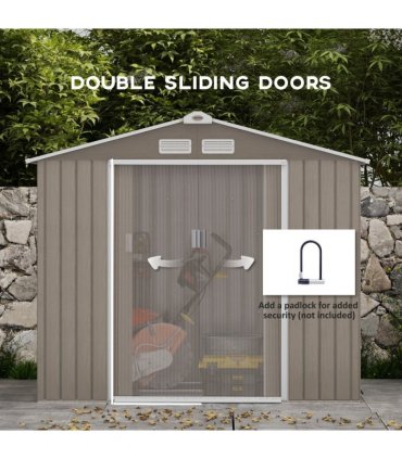 Outsunny Garden Shed Storage Unit with Locking Door Floor Foundation Vent Brown