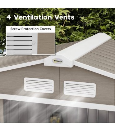 Outsunny Garden Shed Storage Unit with Locking Door Floor Foundation Vent Brown