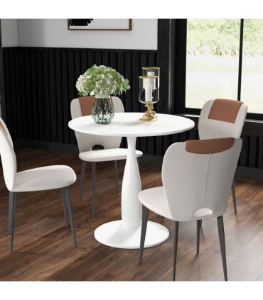 HOMCOM Round Dining Table with Steel Base for Living Room, Dining Room