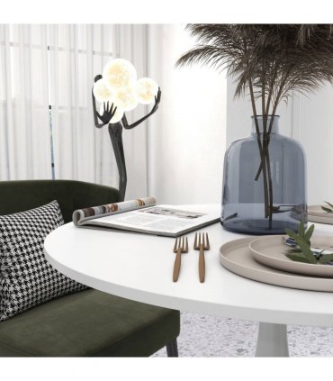 HOMCOM Round Dining Table with Steel Base for Living Room, Dining Room