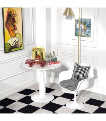 HOMCOM Round Dining Table with Steel Base for Living Room, Dining Room