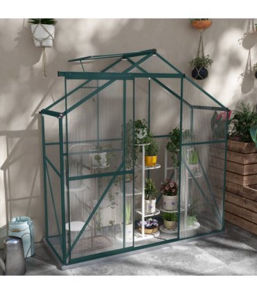 Outsunny 6 x 2.5ft Polycarbonate Greenhouse Aluminium Green House, Green