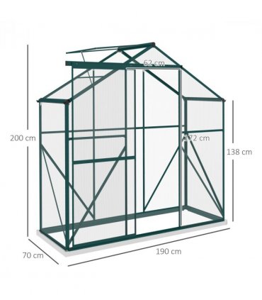 Outsunny 6 x 2.5ft Polycarbonate Greenhouse Aluminium Green House, Green
