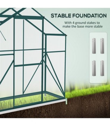 Outsunny 6 x 2.5ft Polycarbonate Greenhouse Aluminium Green House, Green