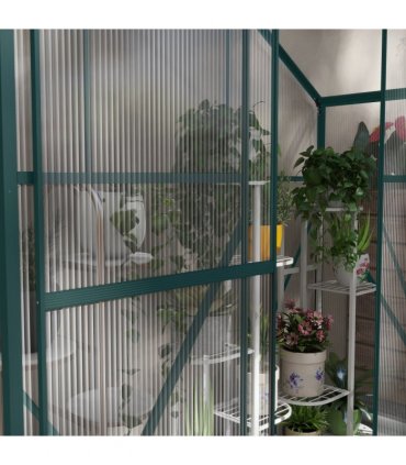 Outsunny 6 x 2.5ft Polycarbonate Greenhouse Aluminium Green House, Green