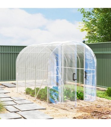 Polytunnel Greenhouse Clear Plastic Cover Galvanised Steel 295L x 195W x 195Hcm