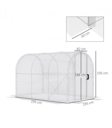 Polytunnel Greenhouse Clear Plastic Cover Galvanised Steel 295L x 195W x 195Hcm