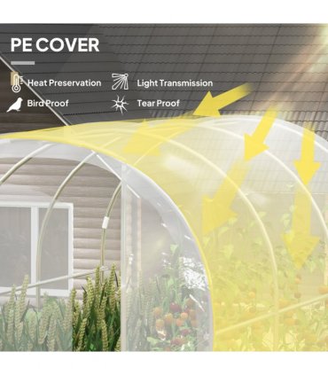 Polytunnel Greenhouse Clear Plastic Cover Galvanised Steel 295L x 195W x 195Hcm