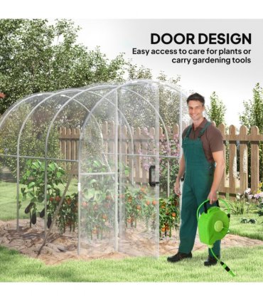 Polytunnel Greenhouse Clear Plastic Cover Galvanised Steel 295L x 195W x 195Hcm