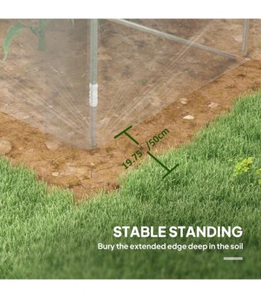 Polytunnel Greenhouse Clear Plastic Cover Galvanised Steel 295L x 195W x 195Hcm