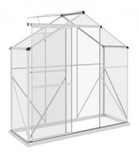 Outsunny 6 x 2.5ft Polycarbonate Greenhouse Aluminium Green House, Silver