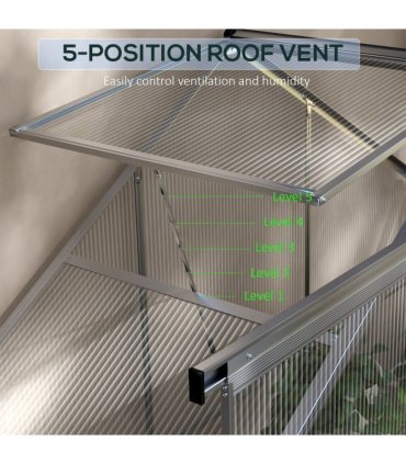 Outsunny 6 x 2.5ft Polycarbonate Greenhouse Aluminium Green House, Silver
