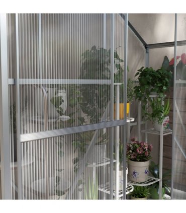 Outsunny 6 x 2.5ft Polycarbonate Greenhouse Aluminium Green House, Silver