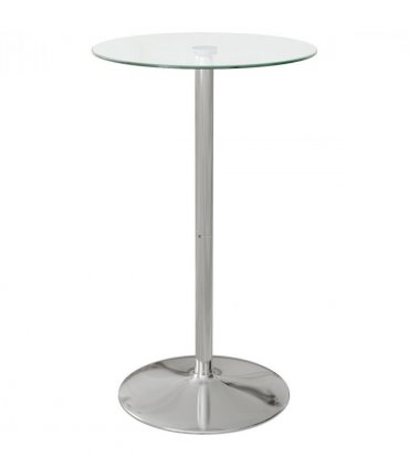 HOMCOM Round Bar Table for 2 People, High Pub Table with Tempered Glass Top