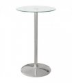 HOMCOM Round Bar Table for 2 People, High Pub Table with Tempered Glass Top