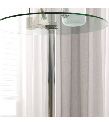 HOMCOM Round Bar Table for 2 People, High Pub Table with Tempered Glass Top