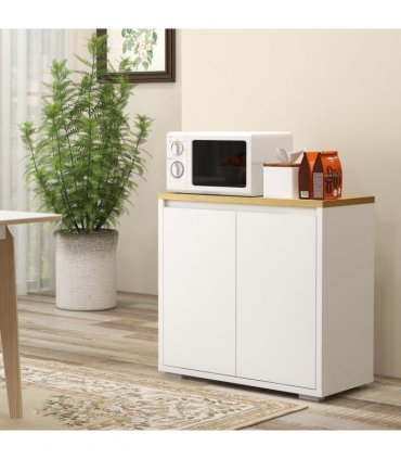 Sideboard White 80W x 37D x 75Hcm Double Door Cabinet Adjustable Shelf