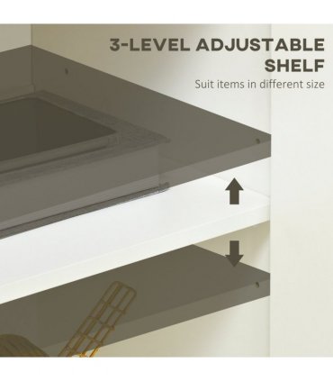 Sideboard White 80W x 37D x 75Hcm Double Door Cabinet Adjustable Shelf