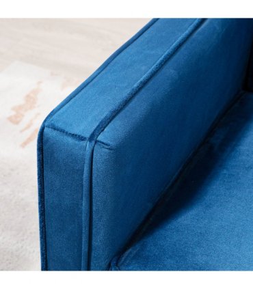HOMCOM Convertible Sofa Futon Velvet-Touch Tufted Couch Sofa Bed Split Back Blue