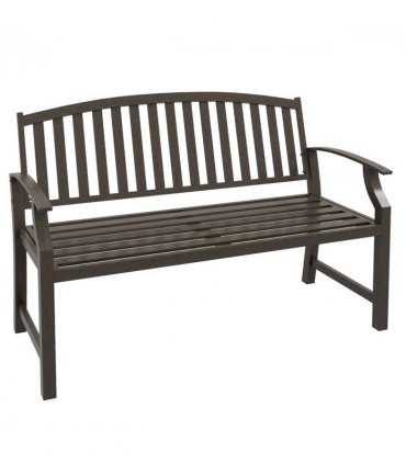 Steel Brown Garden Bench 127W x 60D x 84H cm Two-Seater Outdoor Park Seat