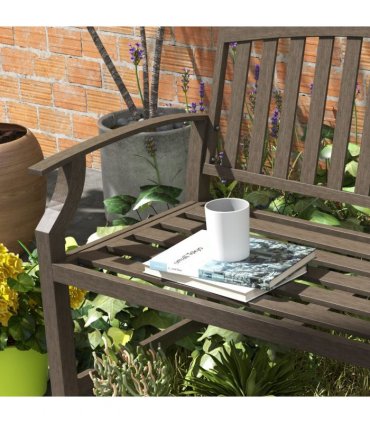 Steel Brown Garden Bench 127W x 60D x 84H cm Two-Seater Outdoor Park Seat