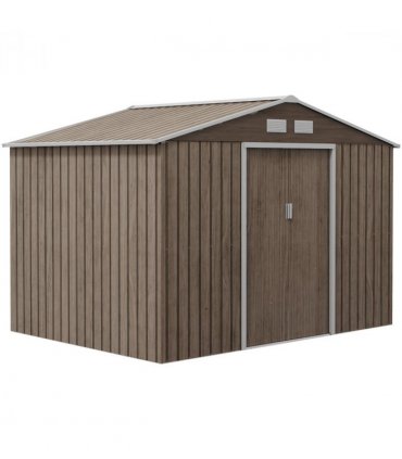 Outsunny Garden Shed Storage Unit withLocking Door Floor Foundation Vent Brown